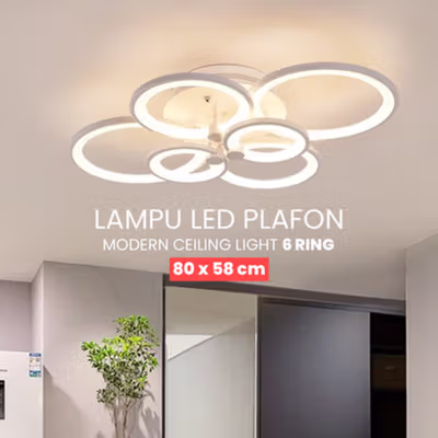 MINGKO Lampu LED Plafon Ceiling Dimmable 30-45W 6 Ring 3In1 Color - 0528 - White