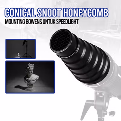 Bowens Mount Conical Snoot Honeycomb for Speedlight Fotografi - SN-01 - Black