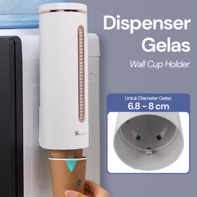 BOUTIQUE Dispenser Gelas Wall Cup Holder Storage Rack Organizer - A2102 - White
