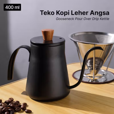Cinsoya Teko Kopi Leher Angsa Gooseneck Pour Over Drip Kettle 400ml - C0053 - Black