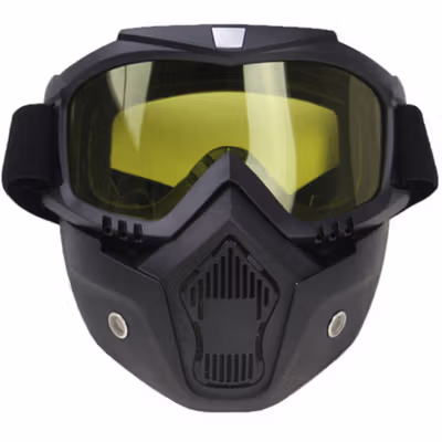 TaffSPORT BOLLFO Kacamata Goggles Mask Motor Retro Windproof - MT-04 - Black/Yellow