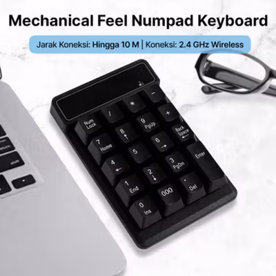 Etmakit Keyboard Numeric Numpad Wireless 2.4GHz Mechanical Feel Keypad - 525 - Black
