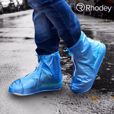 Rhodey Jas Hujan Sepatu Anti Air Rain Shoe Cover PVC with Zipper M - F-300 - Blue