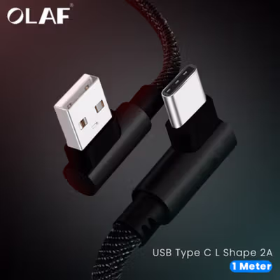 OLAF Kabel Data USB Type C Multifungsi L Shape 2A 1M - OL01 - Black
