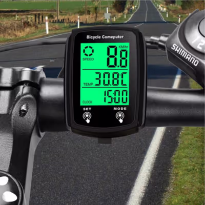 CNC Speedometer Sepeda Digital Odometer Backlit Waterproof 19 Function - 668 - Black