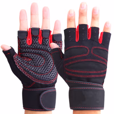 HU WAI YUN DONG Sarung Tangan Motor Olahraga Half-Finger Gloves L - HWYD - Black/Red