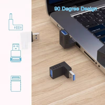 FBESTY19 Konverter L Shape USB 3.0 Type A Male ke A Female Upward - 221012 - Black