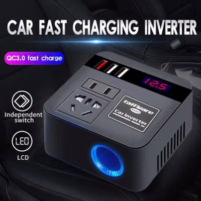 Taffware Power Inverter Mobil DC to DC 12/24V to 110/220V 100W - EA851 - Black