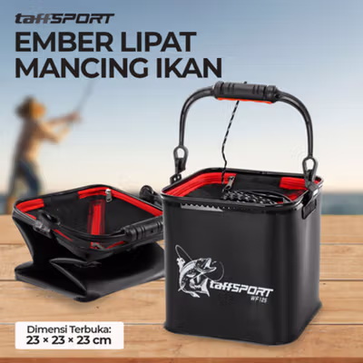 TaffSPORT Ember Lipat Mancing Ikan Folding Bucket Handle 23x23x23cm - WF125 - Black