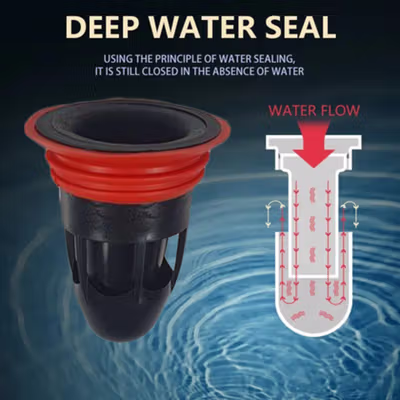 BEAR FORCE Penutup Lubang Saluran Air Kamar Mandi Anti Kecoa Plug Trap - BF26 - Black/Red