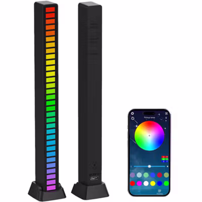 FUNY Lampu LED RGB Bar Strip Sound Rhythm Light USB 32 LED - L022 - Black