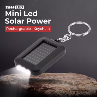 TaffLED Mini Led Solar Power Rechargeable Flashlight With Keychain - XY - Black