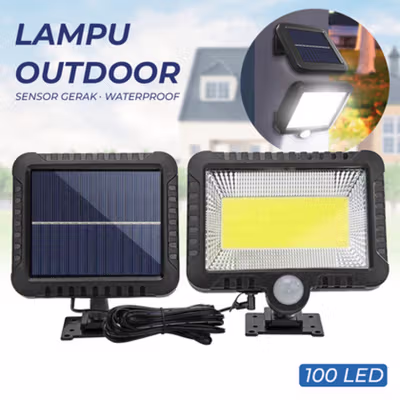 YuYi Lampu Hias Dinding Outdoor Solar Panel PIR IP65 Cool White 0.55W - SMT-F100 - Black