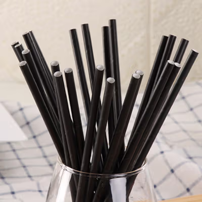 Alloet Sedotan Kertas Steril Paper Straw Eco Friendly 6x197mm 100 PCS - AL-19 - Black
