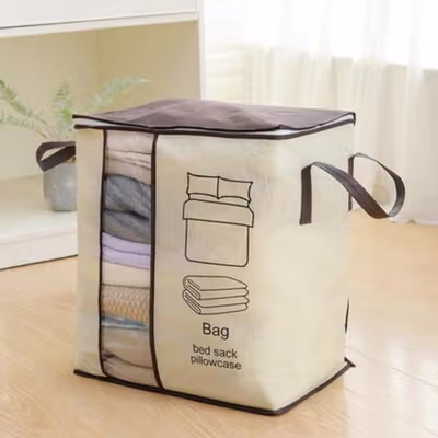 TIENDA Tas Penyimpanan Baju Selimut Multifungsi Duffel Organizer Bag - T50 - Brown