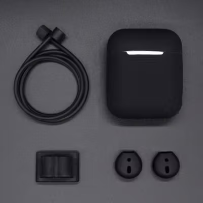 Primeira Silicone Case with Strap and Watch Wrist for AirPods 1 and 2 - SY-5201 - Black
