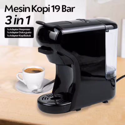 Trieste Mesin Kopi Espresso Kapsul 3in1 Coffee Maker 19Bar 1450W 600ml - ST-504 - Black