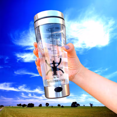 LASKSTIRMUG Botol Minum Protein Shaker Electric Bottle BPA Free 480ml - 1505 - Transparent