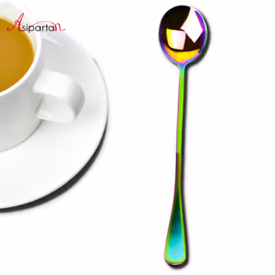 Asipartan Sendok Teh Dessert Rainbow Spoon Stainless Steel Bulat - A014 - No Color