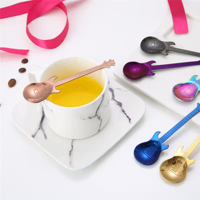 Pawaca Sendok Teh Dessert Model Gitar Spoon Stainless Steel - RR-09 - Golden