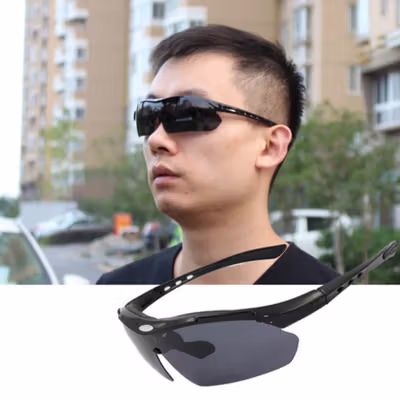 Kacamata Sepeda 5 Lensa Myopia Frame Outdoor Cycling Sunglasses - 0089 - Black