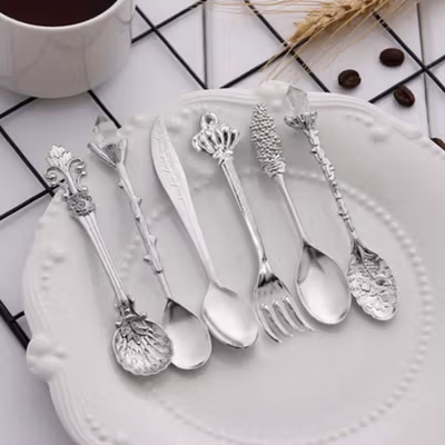 JYC Sendok Garpu Teh Dessert Vintage Royal Style Spoon Stainless Steel - LTA057 - Silver