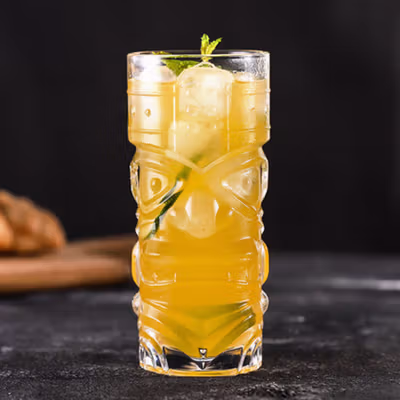 GOQIA Gelas Kaca Aesthetic Kopi Teh Hawaiian Tiki Glass 400ml - GT81 - Transparent