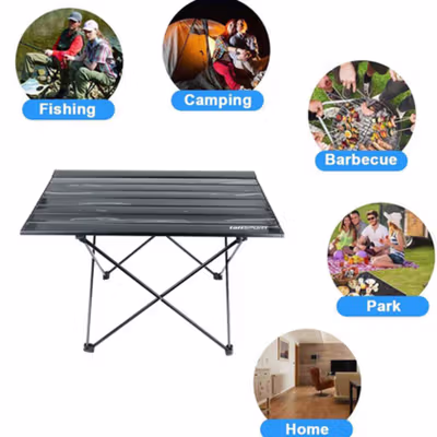 TaffSPORT Meja Lipat Outdoor Piknik Camping Portable 68x46.3x41.5cm - 8825 - Black