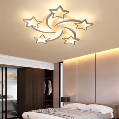 MINGKO Lampu LED Plafon Modern Ceiling Light 45W 5 Star 3in1 Color - ZX60W - White