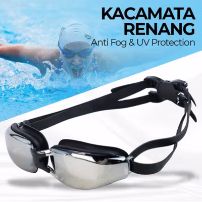RUIHE Kacamata Renang Dewasa Anti Fog UV Protection - 9200 - Black