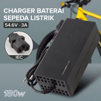 JNENCONN Adaptor Charger Baterai Skuter Sepeda Listrik IEC 54.6V 3A - 48V3A - Black