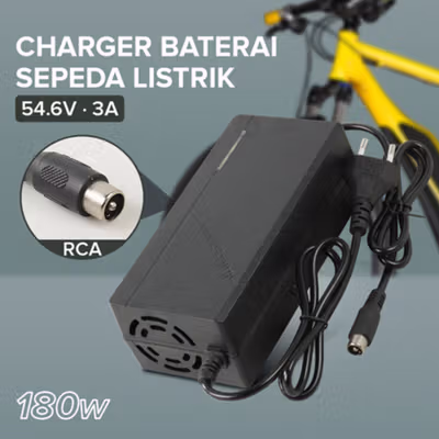JNENCONN Adaptor Charger Baterai Skuter Sepeda Listrik RCA 54.6V 3A - 48V3A - Black