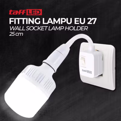 TaffLED Fitting Lampu Bohlam LED EU Plug 220V 25A E27 with Switch - HF-666 - White