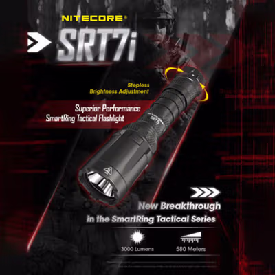 NITECORE Senter LED Tactical Flashlight Luminus SFT-70 5000mAh 3000lm - SRT7i - Black