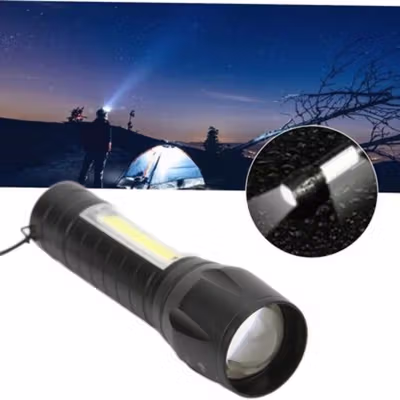 TaffLED Albinaly Senter LED COB XPE Q5 Rechargeable 2300 Lumens - 1517 - Black
