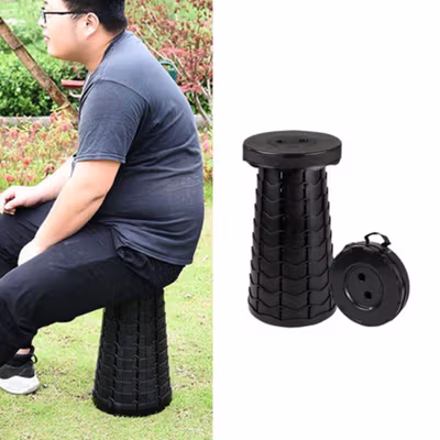 ACCERY Kursi Lipat Outdoor Mancing Portable ABS Telescopic Chair - NDS66 - Black