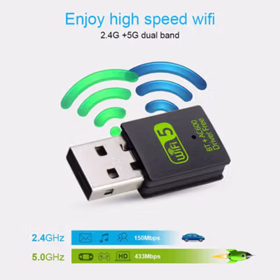 Comfast Mini USB WiFi Bluetooth 2in1 Dongle Dual Band 802.11AC 600Mbps - K605 - Black