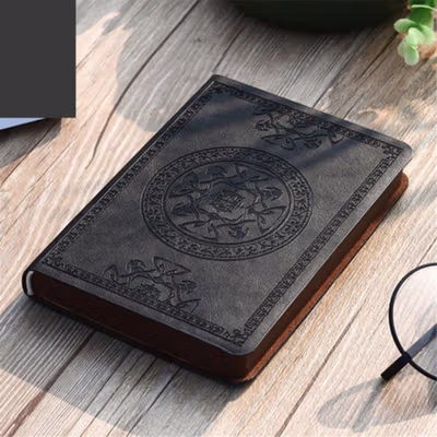 Buku Catatan Jurnal Notebook Leather Cover Vintage Pattern - WH-1564 - Black