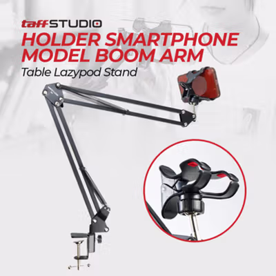 TaffSTUDIO Stand HP Lazypod 360 Rotation Desk Clamp Smartphone Holder - D9 - Black