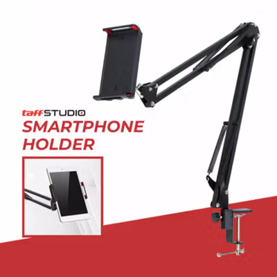 TaffSTUDIO Stand Tablet HP Lazypod Metal Holder Desk Clamp 6-8 Inch - D9 - Black