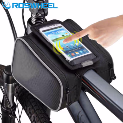 ROSWHEEL Tas Sepeda Top Tube Bike Bag Waterproof Holder HP 6 Inch - ROS12 - Black