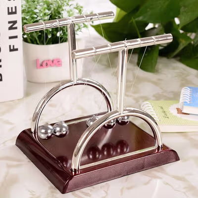 Pajangan Meja Pendulum Newton Balance Balls 5 Ball Model T S - LX013 - Brown