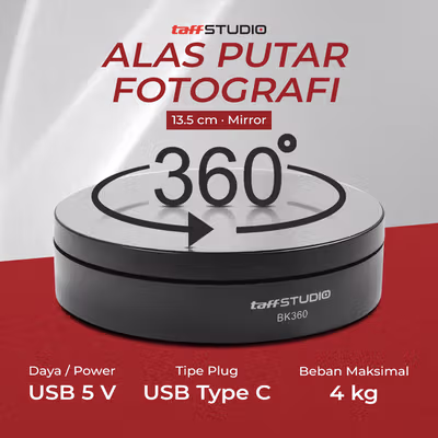 TaffSTUDIO Alas Putar Fotografi Rotating Display Stand Base 13.5cm Mirror - BK360 - Black