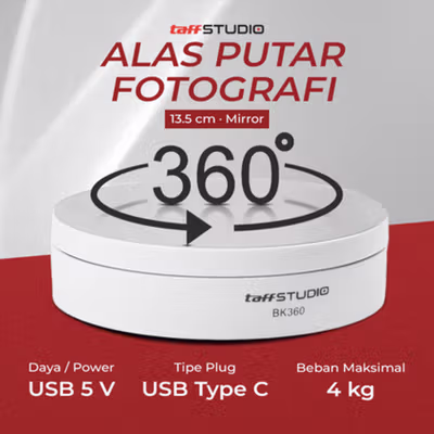 TaffSTUDIO Alas Putar Fotografi Rotating Display Stand Base 13.5cm Mirror - BK360 - White