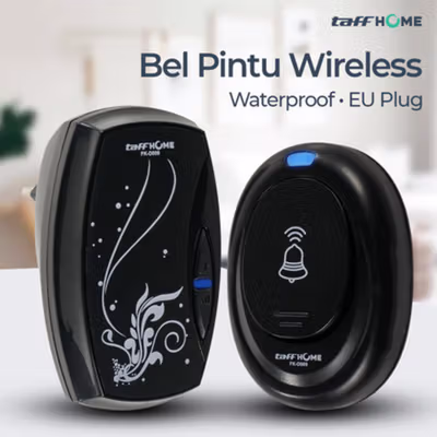 TaffHOME Bel Pintu Wireless Door Bell Waterproof EU Plug 36 Tunes - FK-D009 - Black