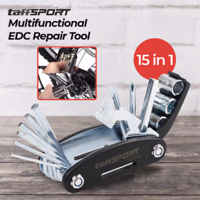 TaffSPORT Multifunctional 15in1 EDC Repair Tool Kunci Pas Hex Obeng - HW0668 - Black