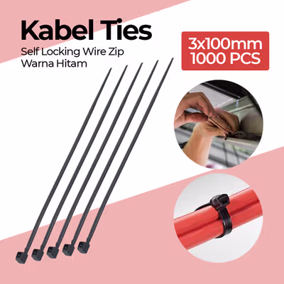 YCDC Kabel Ties Self Locking Wire Zip 3x100mm 1000 PCS - LYZ-100 - Black