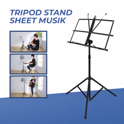 Ammoon Tripod Stand Partitur Sheet Musik Orchestra Adjustable 1.2m - P-01 - Black