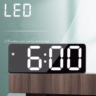 NieNie Jam Weker Alarm Mirror Digital Clock Temperature - GH-0712L - Black