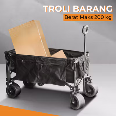 VILLVALD Troli Barang Lipat Camp Wagon Big Wheel 600D Oxford PVC - CH-35 - Black